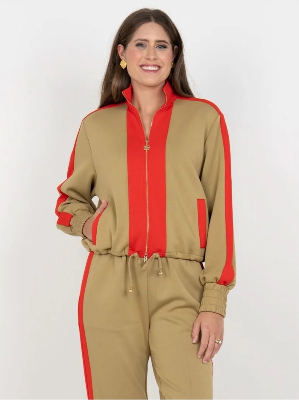 NWOT Emily McCarthy Bailey Bomber Jacket in Cherry Spice